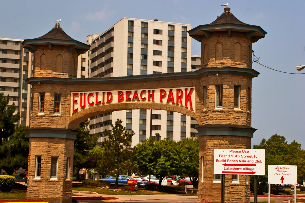 Stone arch at entrance to Euclid Beach inn Ohio.