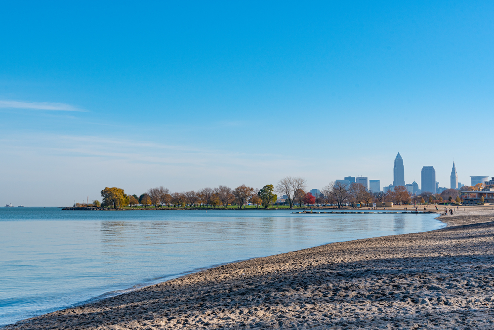 Edgewater Beach with sandy shores, one of the best beaches in Ohio.

