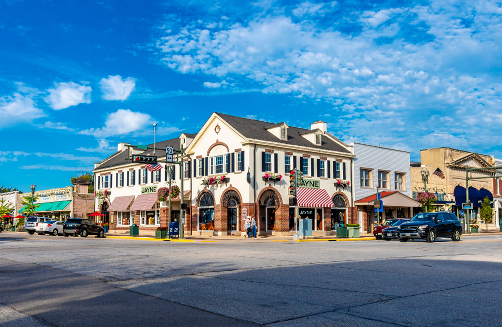 Vintage downtown Lake Geneva, WI, one of the best day trips from Chicago.