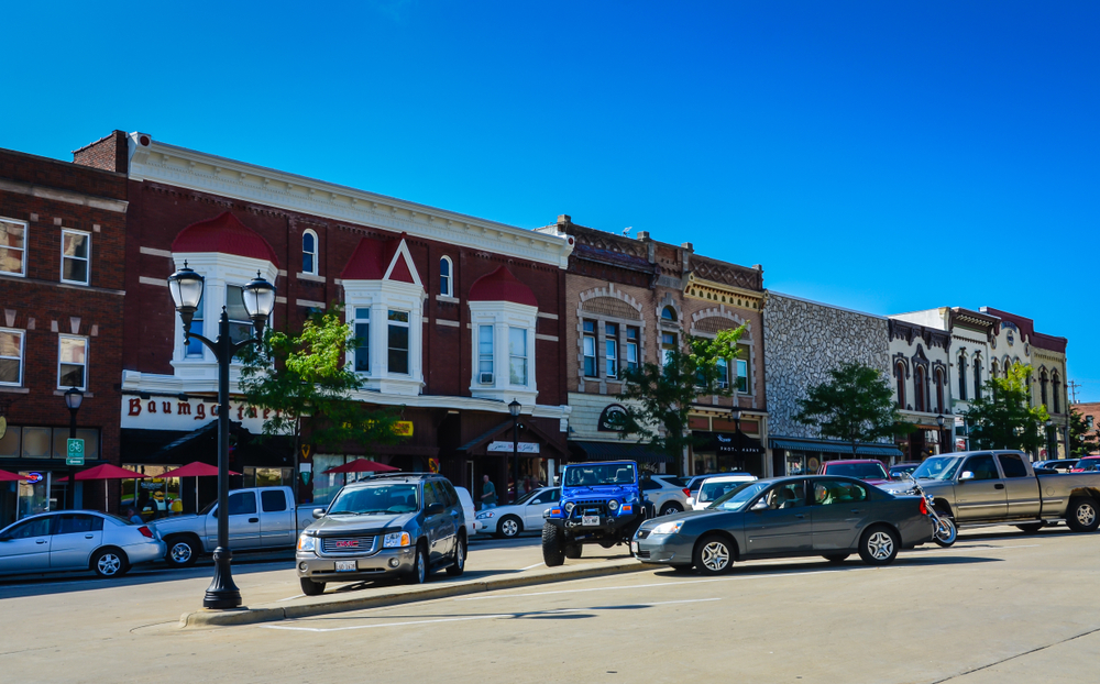 Vintage downtown in Monroe, Wisconsin.