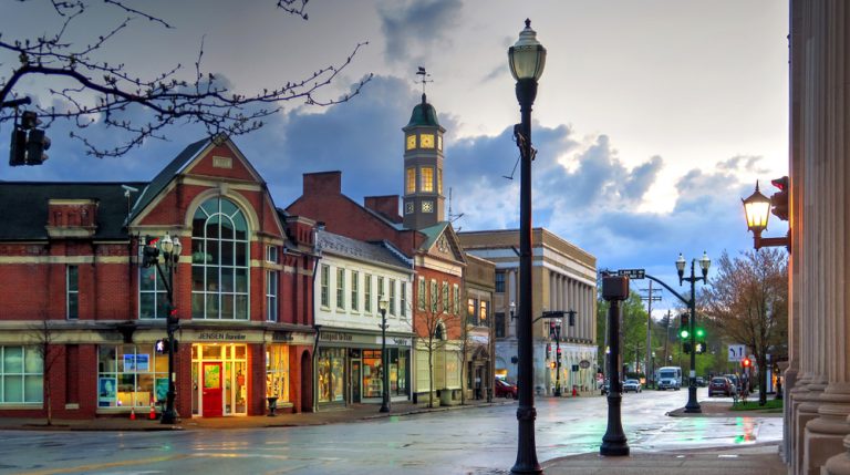 Small town charms evident in Chagrin Falls, one of the cutest small towns in Ohio.