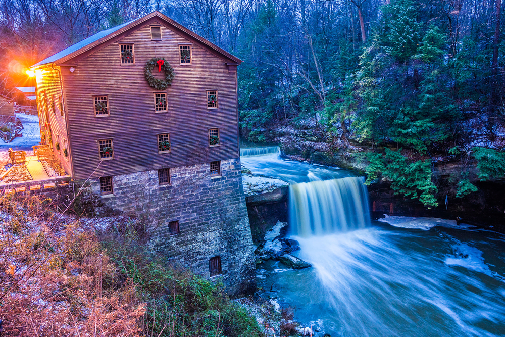 Lanterman's Falls energy is still used today to grind grains into flour, one of the best Ohio waterfalls.