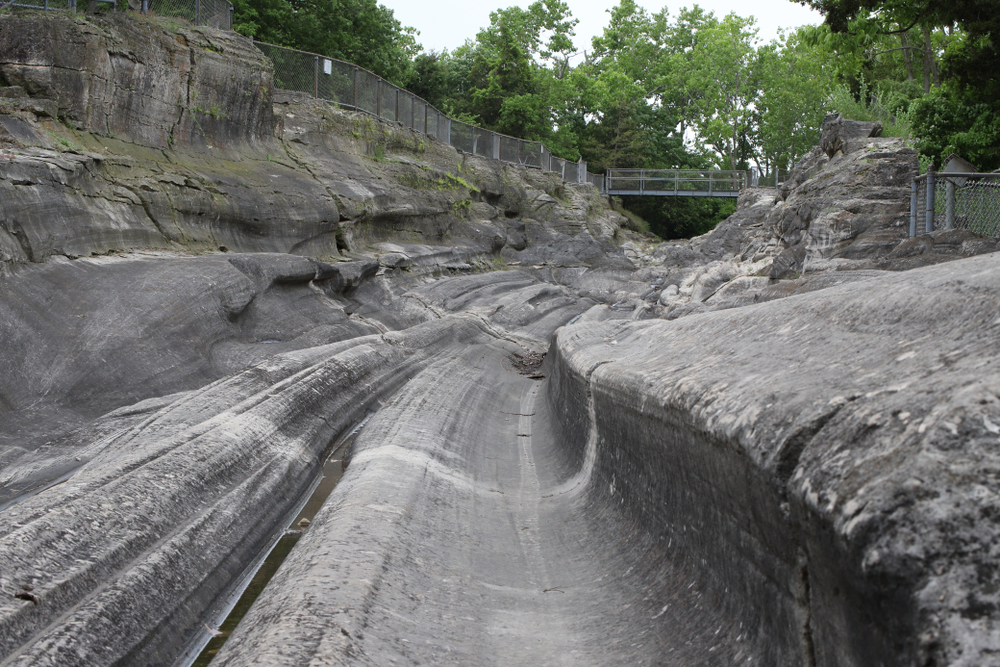 Interesting gray glacial grooves on Kelley's Island in Ohio