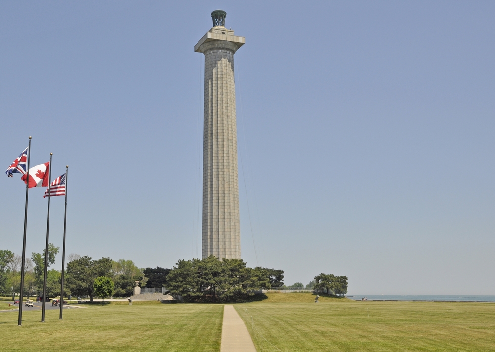 The Perry Victory and International Peace Monument is on the shores of Lake Erie