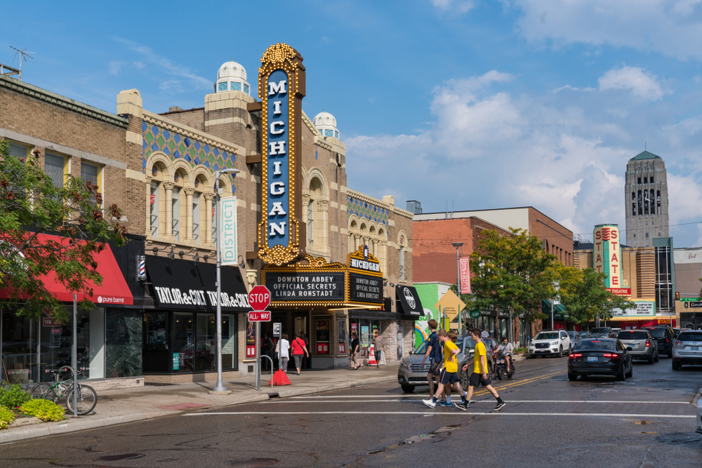 The historic Michigan Theater in Ann Arbor one of the best weekend getaways in Michigan