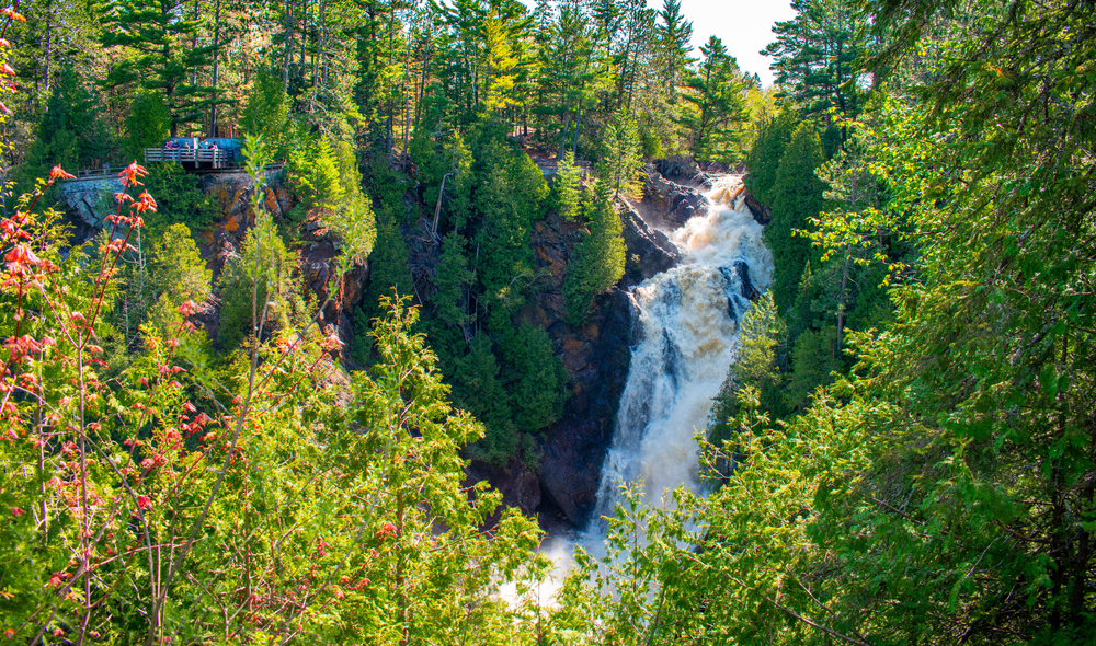 Big Manitou Falls one of the biggest falls in Wisconsin on a sunny summer day
