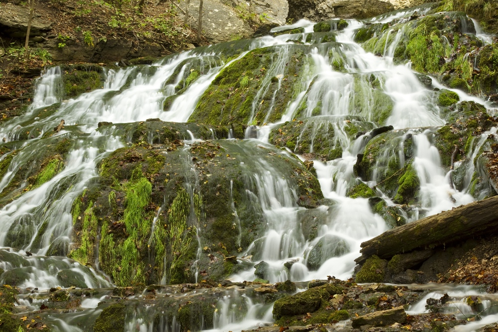 large multi stepped waterfalls in Iowa