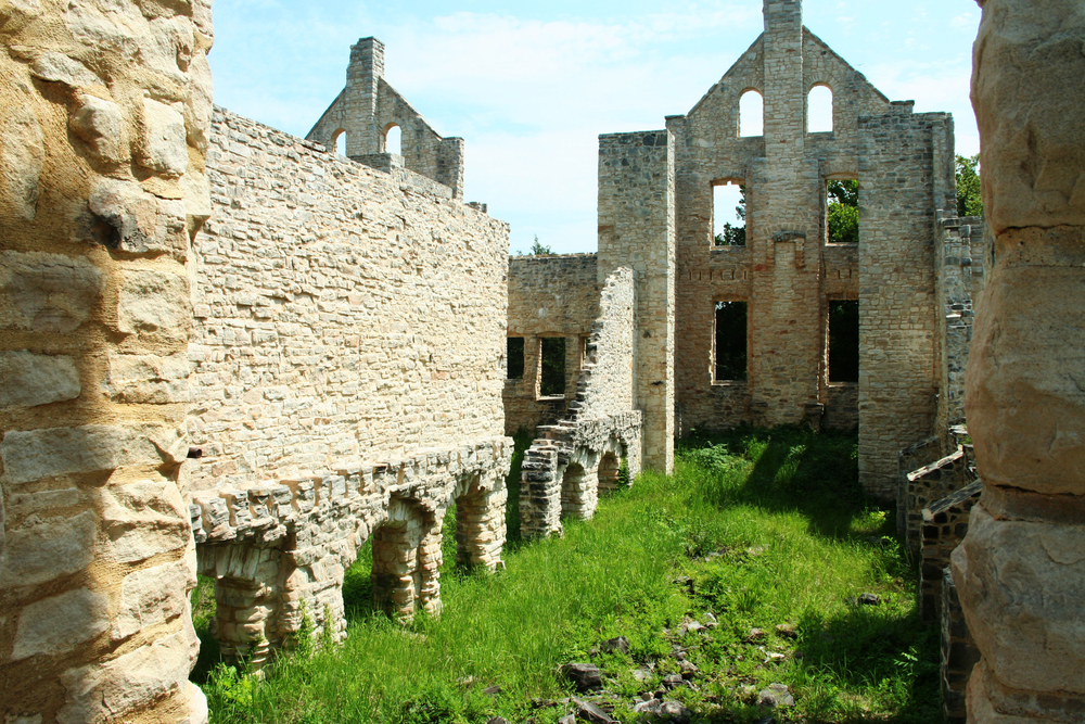 The Ha Ha Tonka Castle Ruins on a sunny day in the summer one of the best hidden gems in the Midwest