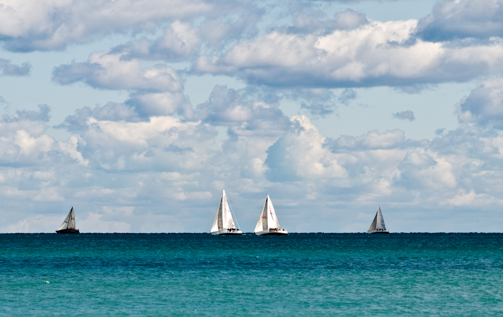 Sail boats in Lake Michigan