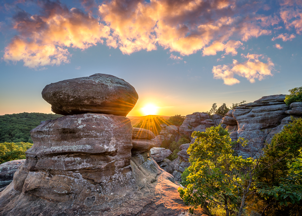 Rocks in The Garden of the Gods at sunrise