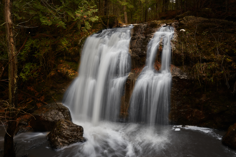 One of the cascading waterfalls at Amnicon Falls State Park. You can just barely see some greenery around the waterfall. 