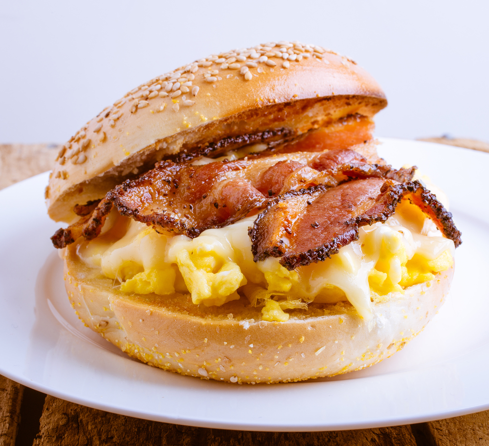 A Bagel with egg and bacon A real breakfast in Cleveland