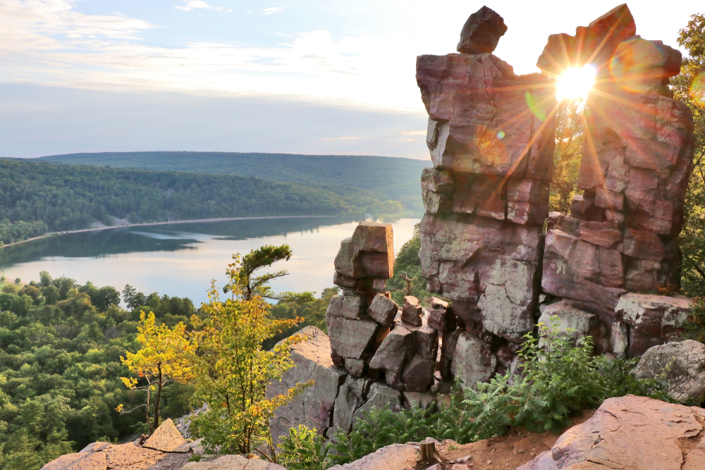 a rock formation on the ice age trail one of the best things to do in wisconsin.