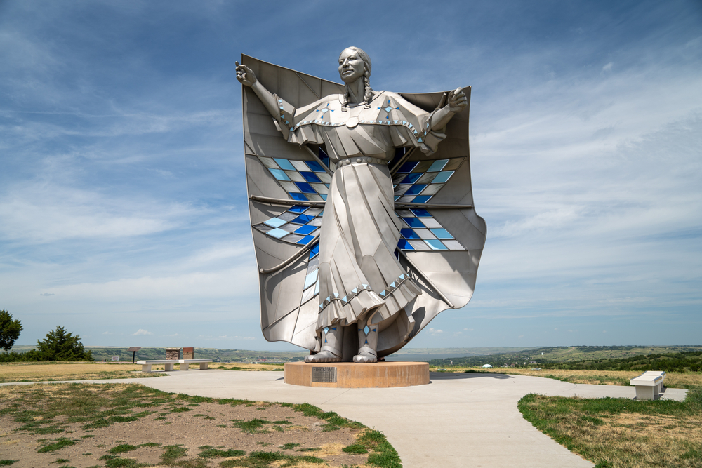 The Dignity of Earth and Sky art piece towering over South Dakota.