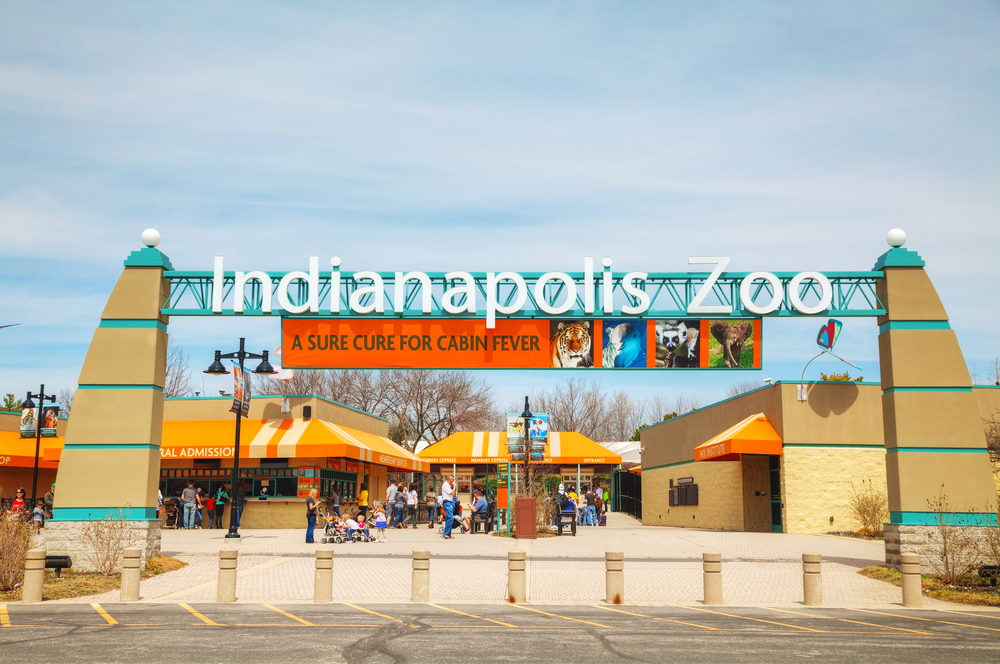 The entrance to the Indianapolis Zoo.