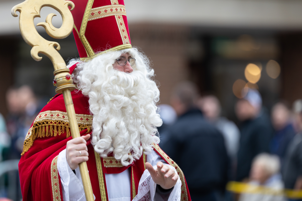 Traditional Dutch Santa Claus at Kerstmarkt in Holland, Michigan.