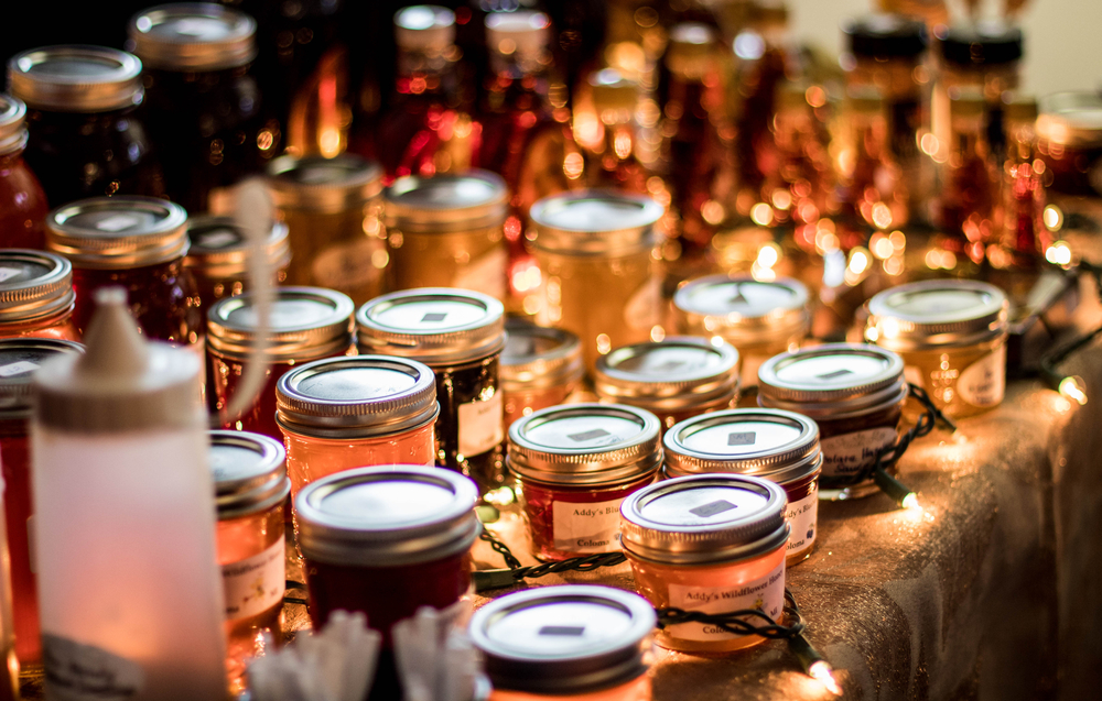 Display of homemade goodies at a Christmas market in Michigan.