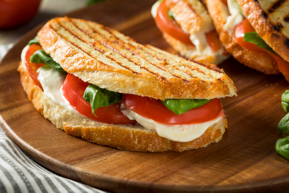 A grilled vegetarian sandwich.