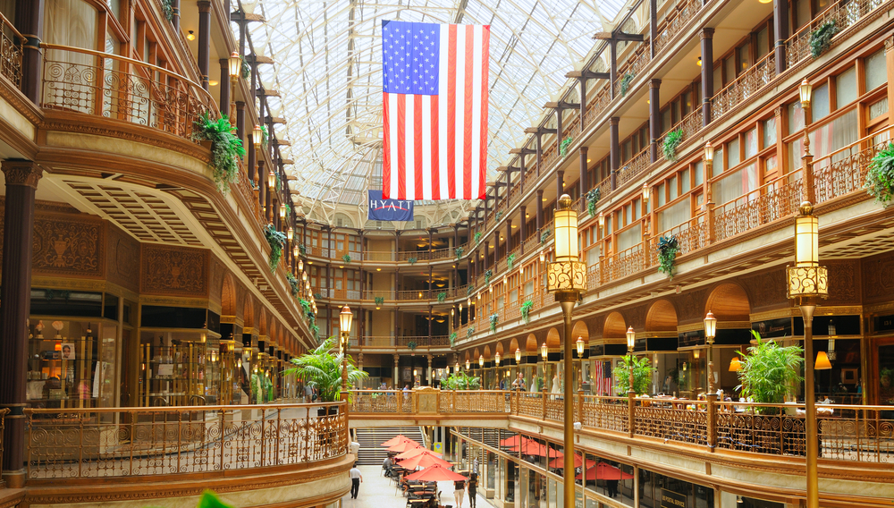 Things to do on Cleveland includes shopping at this opulent gold building
