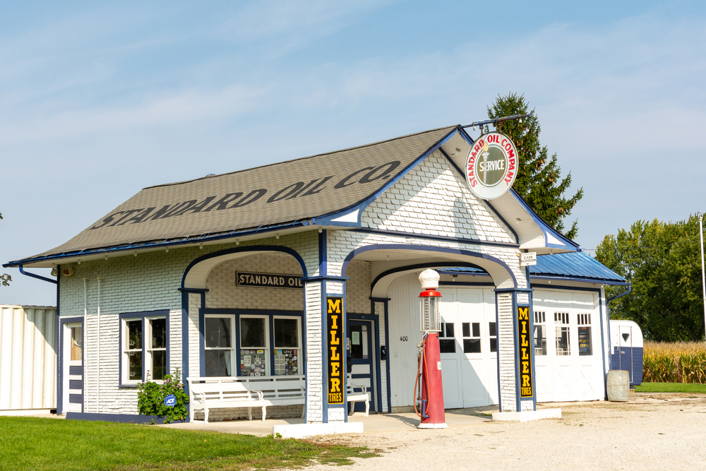 The historic Standard Oil Station in Odell.