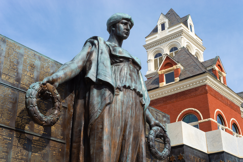 A statue in historic Oregon, Illinois.