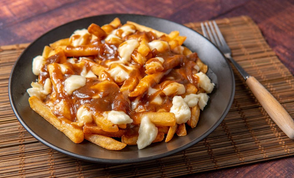 fries with cheese curds and sauce