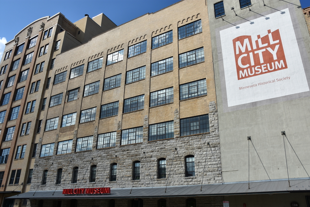 The outside of Mill City Museum a brick and glass museum things to do in Minneapolis MN