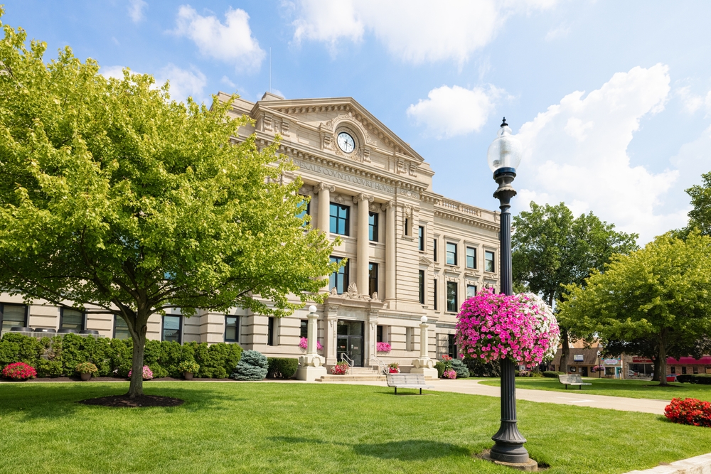 The De Kalb County Courthouse in Auburn, one of the prettiest towns in Indiana.