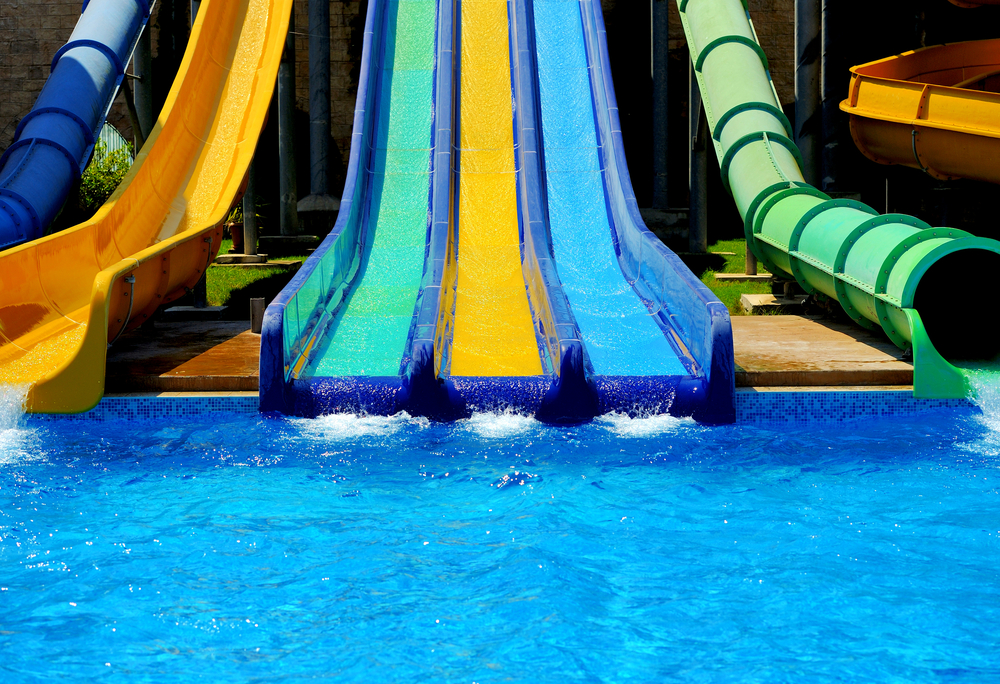 Waterslides at a waterpark in Ohio.