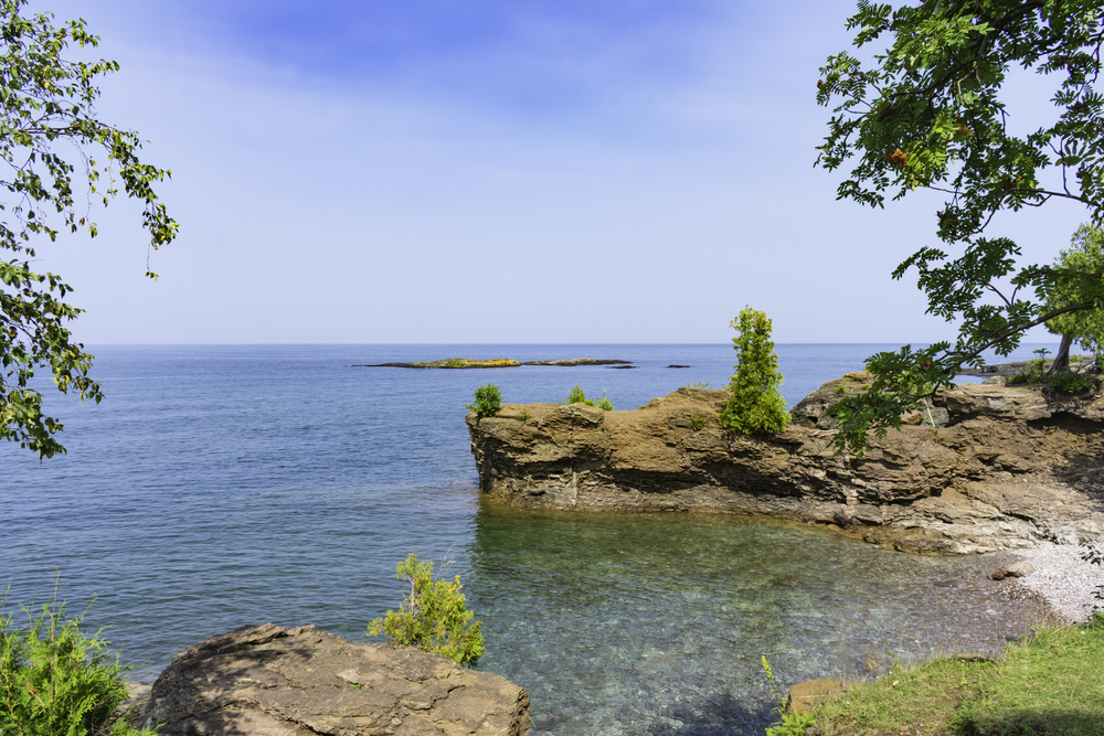 Rocky beach at Presque Isle Park.