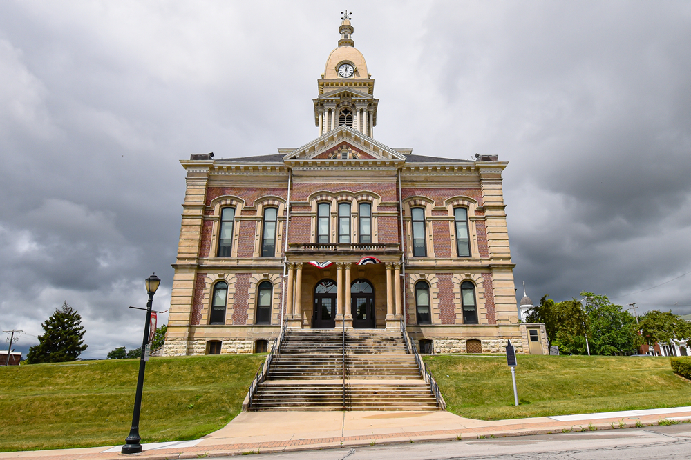 An imposing photo of the Wabash County Courthouse.