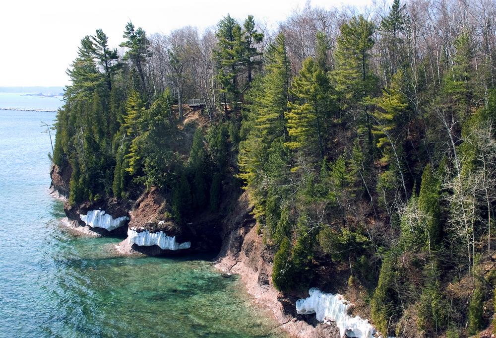 Presque Isle near Marquette showing the cliff shoreline and trees