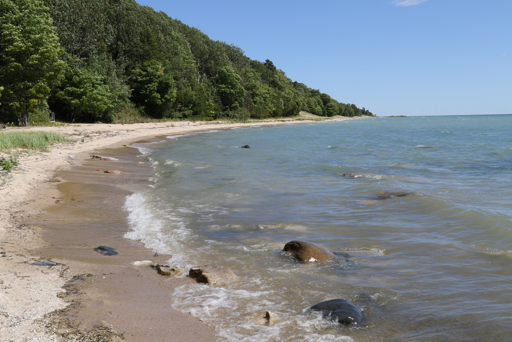 Low angle of the tide hitting the shore of Beaver Island, one of the best islands in Michigan.