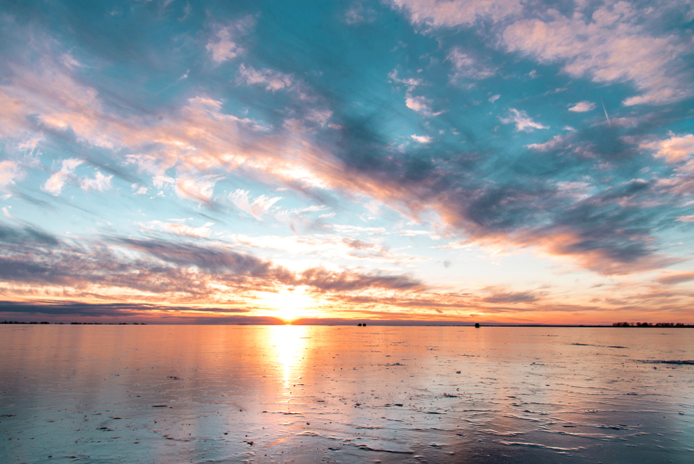 Beautiful and colorful sunset over Lake St. Clair.