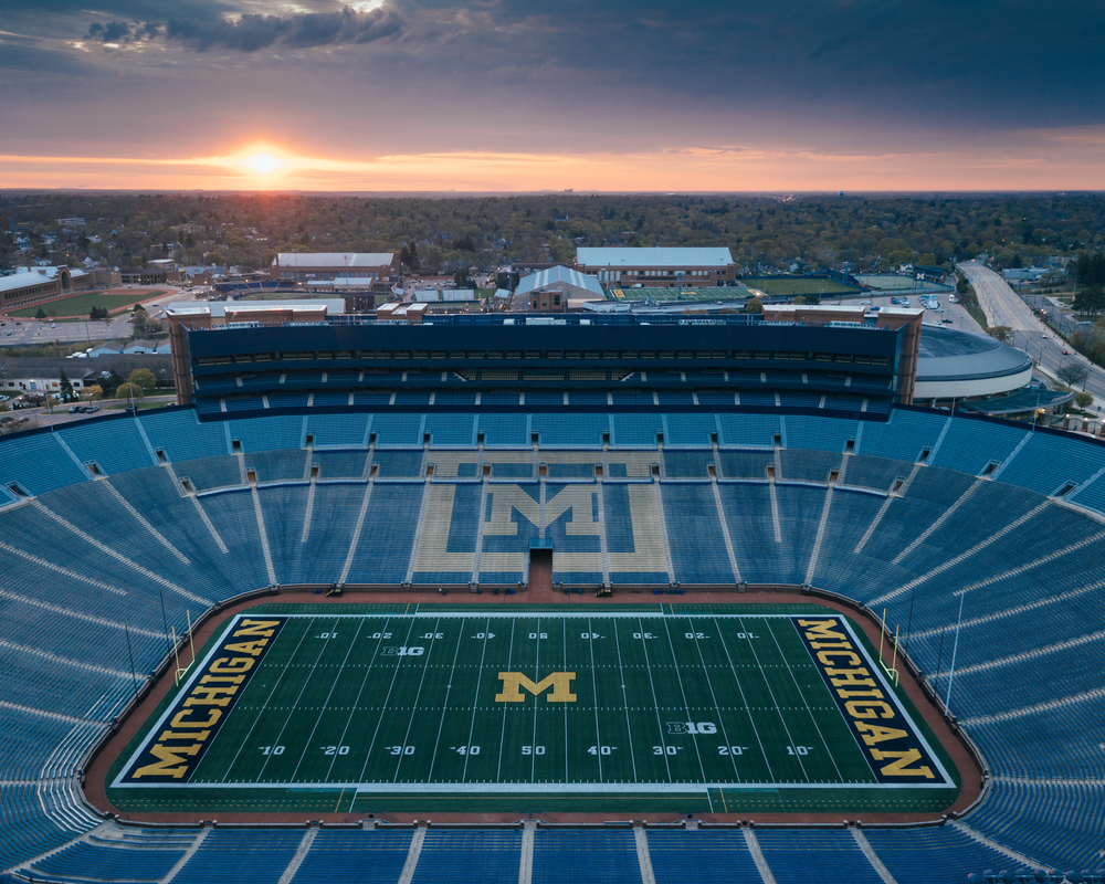 Michigan stadium during sunset things to do in Ann Arbor