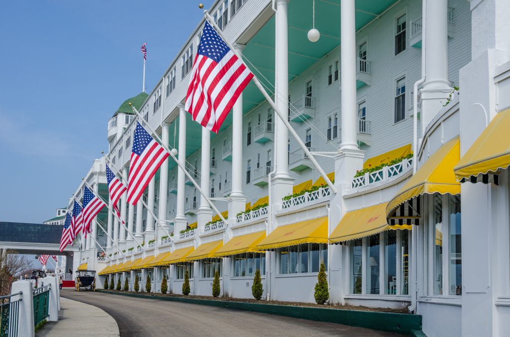 The luxury Grand Hotel has the best restaurants in Mackinac Island