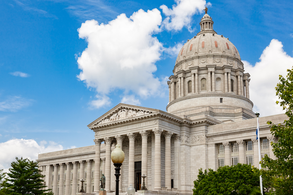 The exterior of the Missouri State Capitol Building in Jefferson City, one of the best places to visit in Missouri.