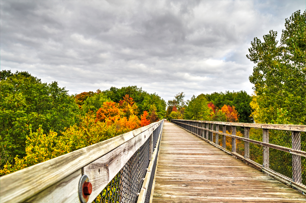 View down the Mill Creek Trestle on the Wadhams to Avoca Trail in Michigan.