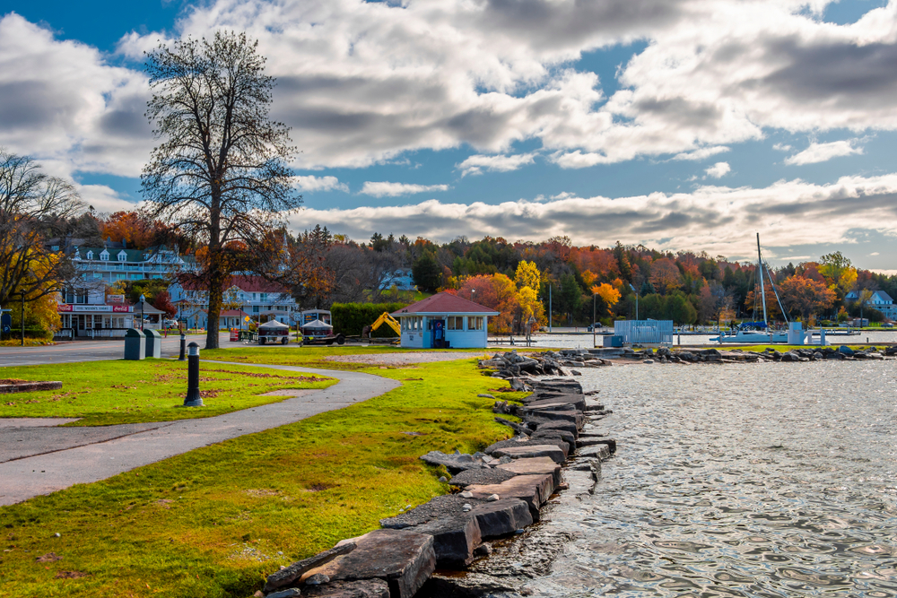 Ephraim Town has a great beach and is such a beautiful town. Buildings in the background and fall colours  