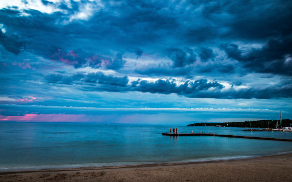 Dramatic clouds over a beach in Wisconsin