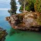 Hiking in Wisconsin showcases lakes and rock formations.