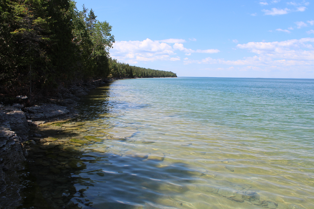 The calm water off the shore of Drummond Island, one of the best islands in the Great Lakes.