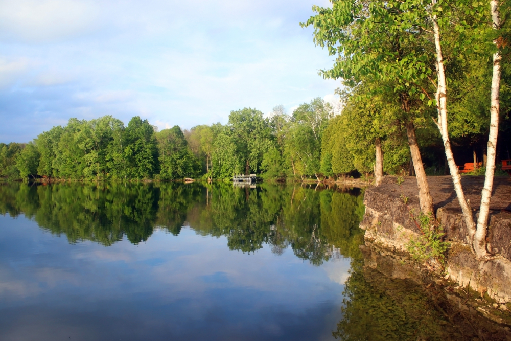 Lake with a tree shoreline one of the  Wisconsin state parks