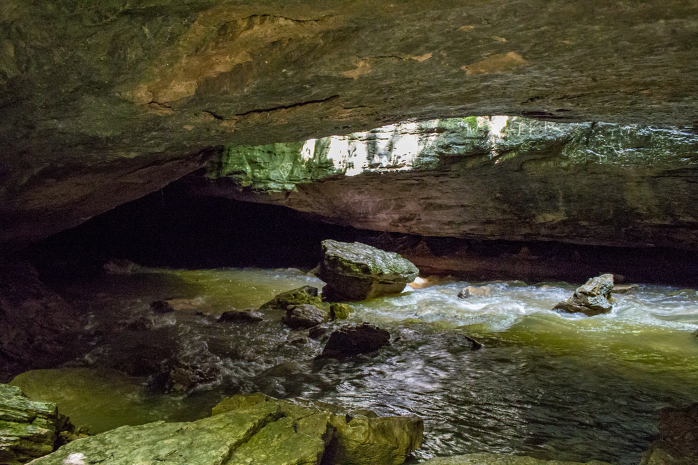 Formation of sedimentary rocks in branson missouri state park near table rock lake. In an article about hiking in Missouri  