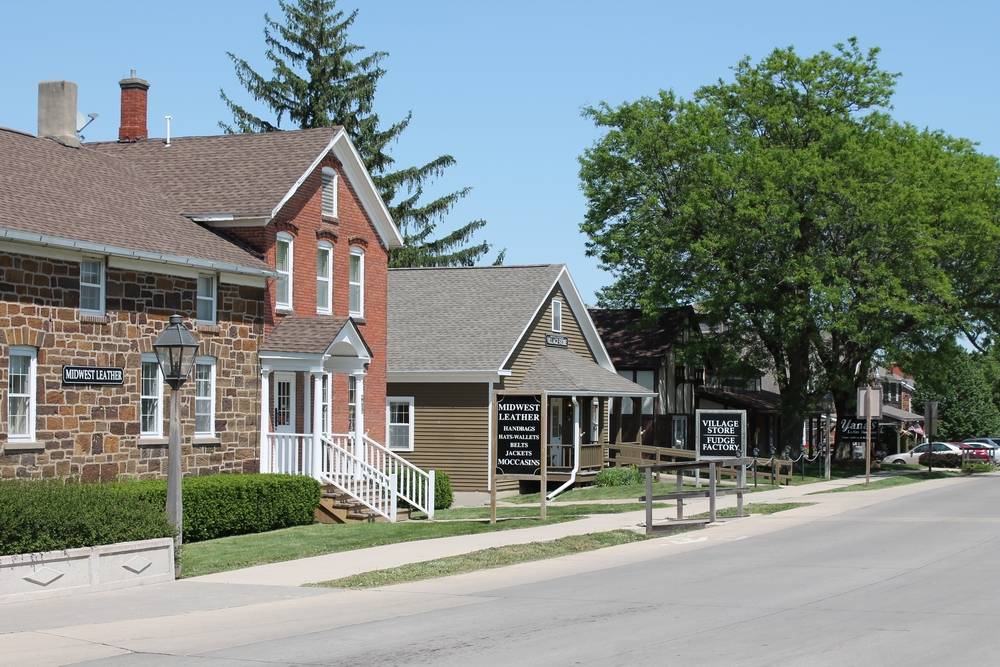 Old historic houses in a village towns in iowa