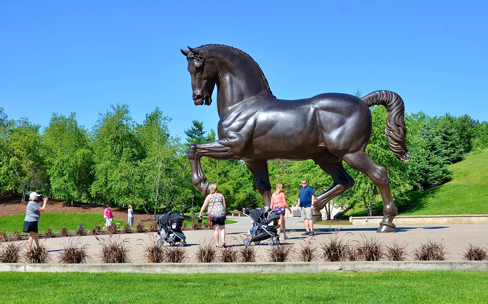 The massive bronze horse statue that is modeled after Leonardo da Vinci's sketches, one of the best things to do in  Grand Rapids. 