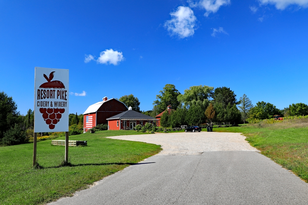  A local winery at Walloon Lake in Petoskey, Michigan, growing grapes to make wine, and cider. In the Resort area of Northern Michigan