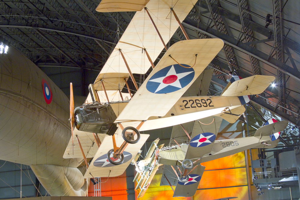 World War One planes hang from the ceiling of the National Museum of the U.S. Air Force, one of the best history museums in Ohio.