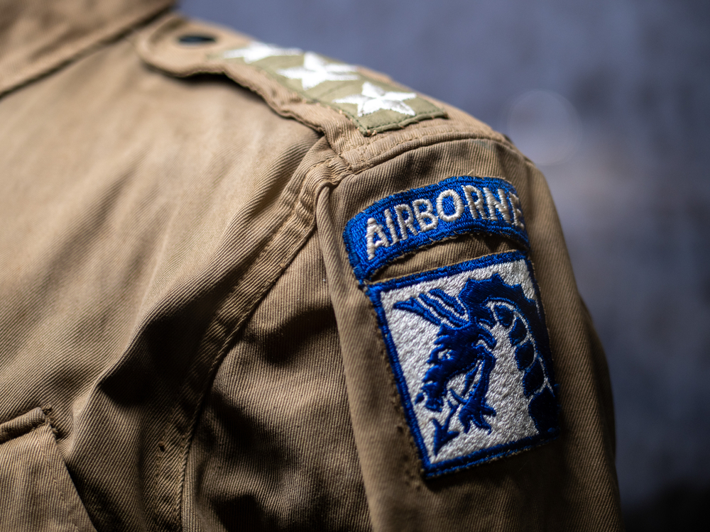 A closeup image of an old Air Force uniform on display. One of the best things to do in Dayton. 