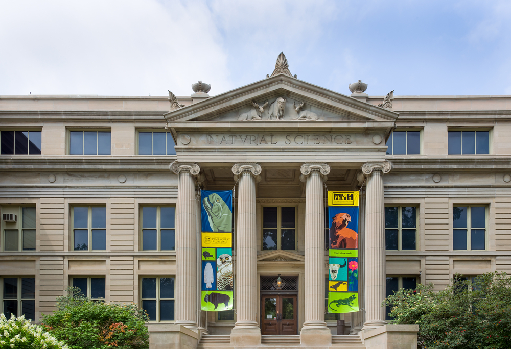 The front of the Natural Science building on the campus of the University of Iowa, one of the best things to do in Iowa City. 